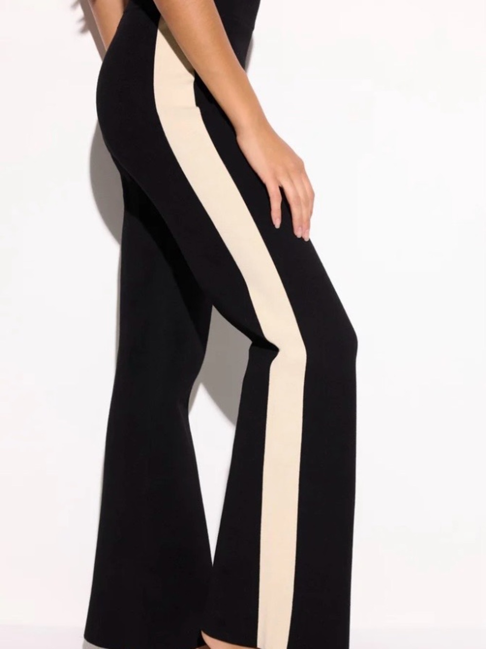 Spiritual Gangster Blake Wide Leg Pant Black W Cream Side Stripe NWT SZ MED